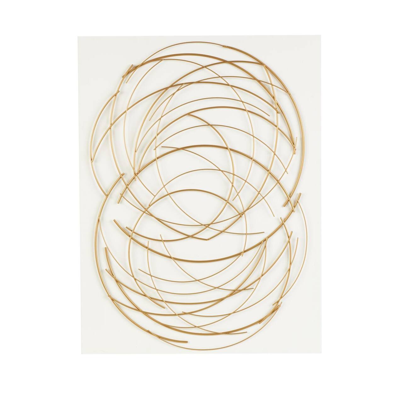 36" x 48" Gold Metal Circle Wall Art with White Wood Backing